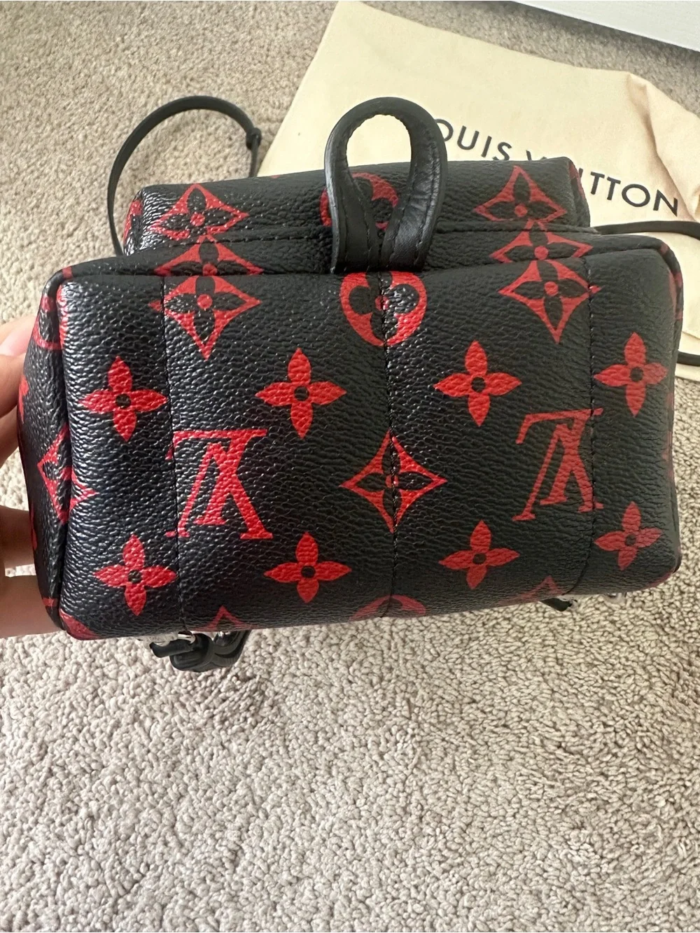 Louis Vuitton Infrarouge Palm Springs Black with Red Monogram Mini Backpack